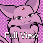 Sitting espeon smiles and winks at the viewer